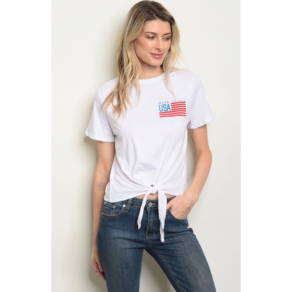 USA graphic waist tie tee.